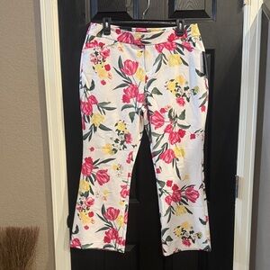 Fresh Floral Pants with Pink and Yellow Accents